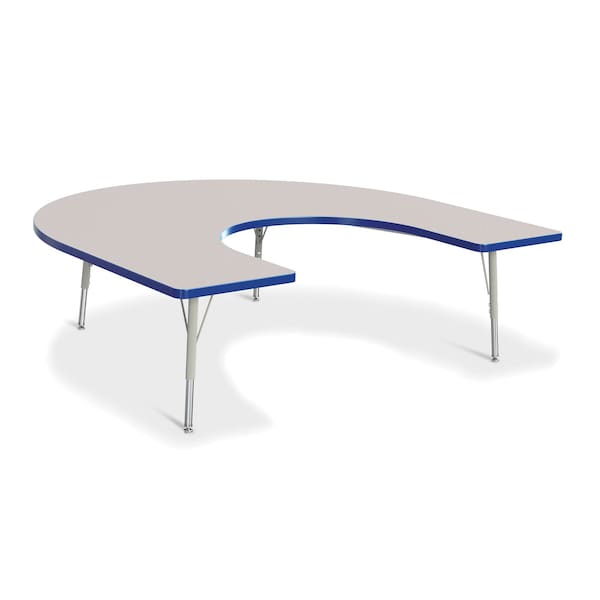 Berries Horseshoe Activity Table, 66 in. x 60 in., E-height, Freckled Gray/Blue/Gray